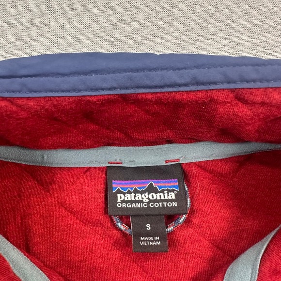 Patagonia Synchilla Mens S Red Quilted Snap T Organic Cotton Pullover Sweater - Picture 3 of 9